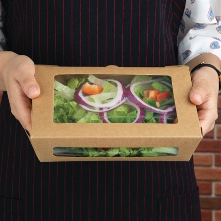 Bo&icirc;tes salade compostables avec fen&ecirc;tre en PLA Fiesta Compostable 1200ml (lot de 200)