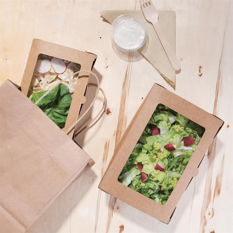 Bo&icirc;tes salade compostables avec fen&ecirc;tre en PLA Fiesta Compostable 1200ml (lot de 200)