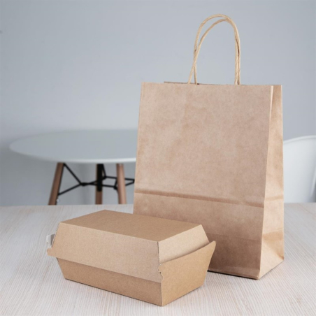 Petites bo&icirc;tes kraft avec couvercle &agrave; charni&egrave;re compostables Fiesta Compostable 172mm (lot de 200)