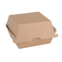 Petites bo&icirc;tes hamburger compostables kraft Fiesta Compostable 105mm (lot de 200)