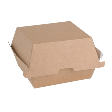 Petites bo&icirc;tes hamburger compostables kraft Fiesta Compostable 105mm (lot de 200)