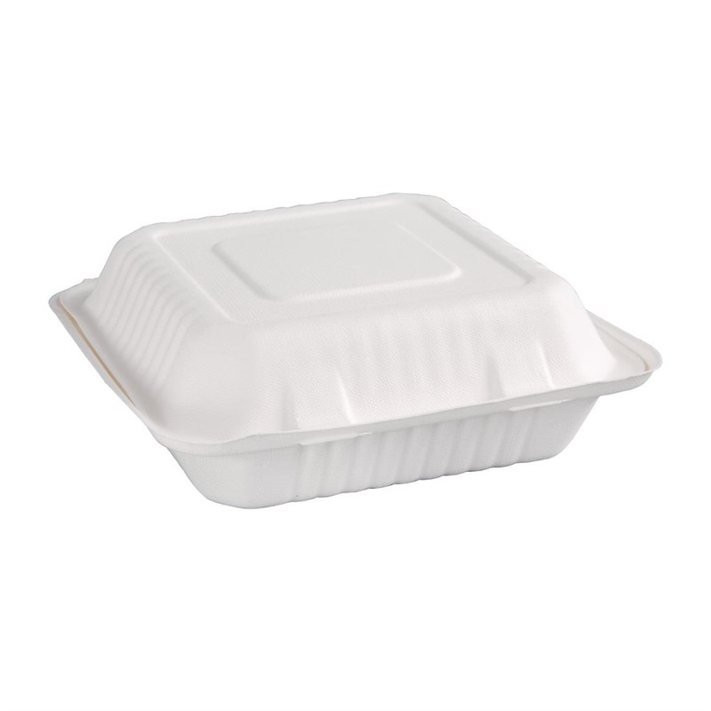 Bo&icirc;tes avec couvercle &agrave; charni&egrave;re compostables en bagasse Fiesta Compostable 236mm (lot de 200)
