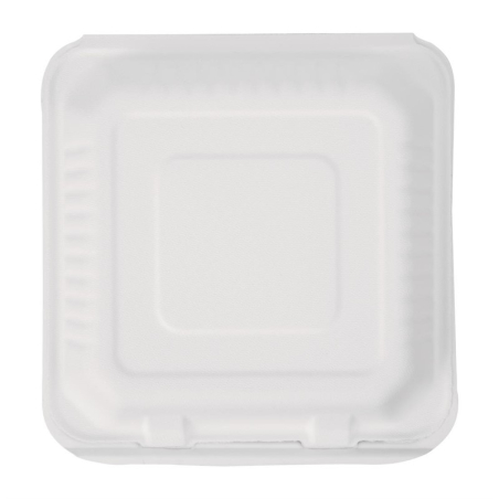Bo&icirc;tes avec couvercle &agrave; charni&egrave;re compostables en bagasse Fiesta Compostable 223mm (lot de 200)
