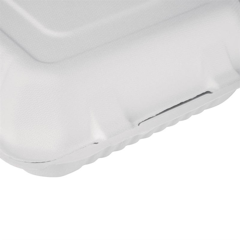 Bo&icirc;tes avec couvercle &agrave; charni&egrave;re compostables en bagasse Fiesta Compostable 223mm (lot de 200)