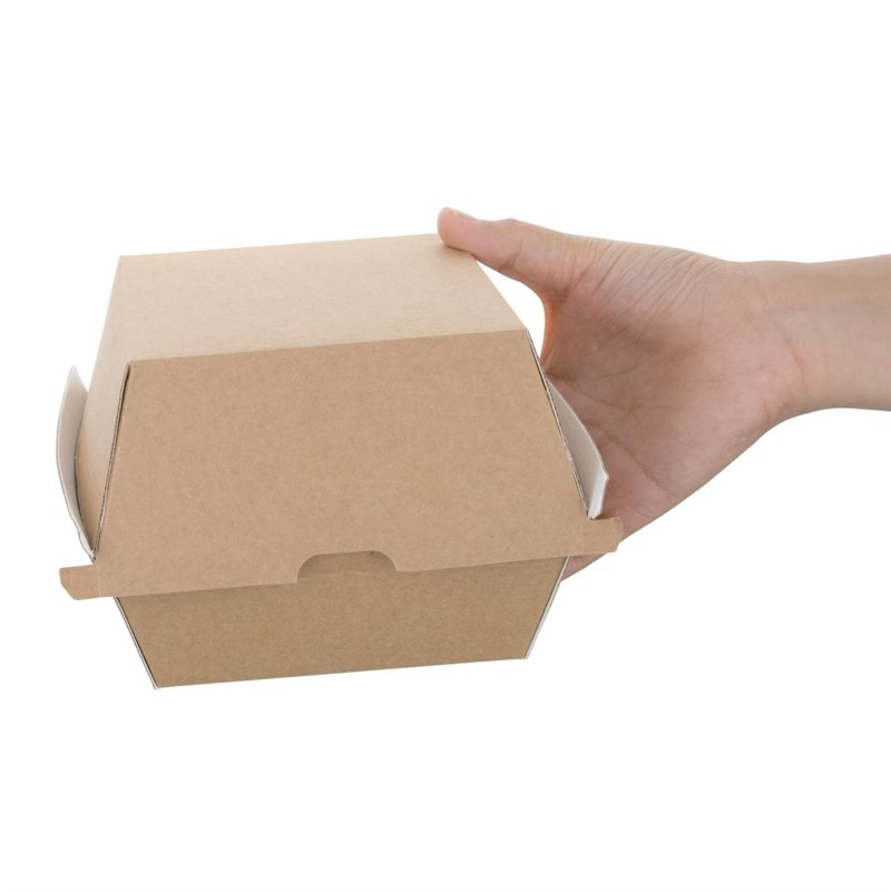 Grandes bo&icirc;tes hamburger compostables kraft Fiesta Compostable 112mm (lot de 150)
