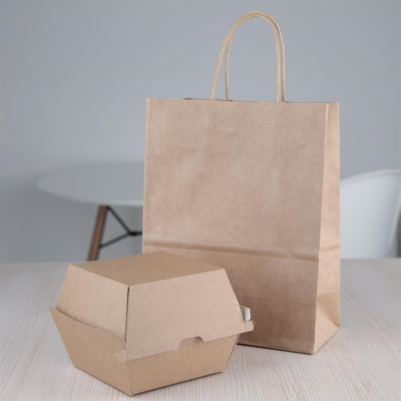 Grandes bo&icirc;tes hamburger compostables kraft Fiesta Compostable 112mm (lot de 150)