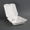 Bo&icirc;tes 3 compartiments avec couvercle &agrave; charni&egrave;re compostables en bagasse Fiesta Compostable 201mm (lot de 200)