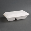 Bo&icirc;tes 2 compartiments avec couvercle &agrave; charni&egrave;re compostables en bagasse Fiesta Compostable 253mm (lot de 200)