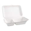 Bo&icirc;tes 2 compartiments avec couvercle &agrave; charni&egrave;re compostables en bagasse Fiesta Compostable 253mm (lot de 200)