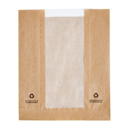 Sachets en papier avec fen&ecirc;tre glassine Fiesta Compostable (lot de 1000)