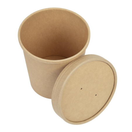 Couvercles pour bols &agrave; soupe kraft micro-ondables recyclables Colpac 450ml (lot de 500)