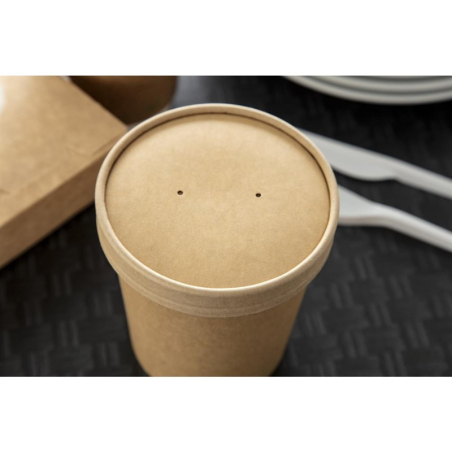 Couvercles pour bols &agrave; soupe kraft micro-ondables recyclables Colpac 450ml (lot de 500)