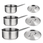 Ensemble 3 casseroles et couvercles inox Vogue Cook Like A Pro 