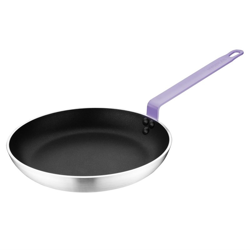 Po&ecirc;le aluminium antiadh&eacute;sive Teflon Platinum Plus Hygiplas avec manche violet 240mm