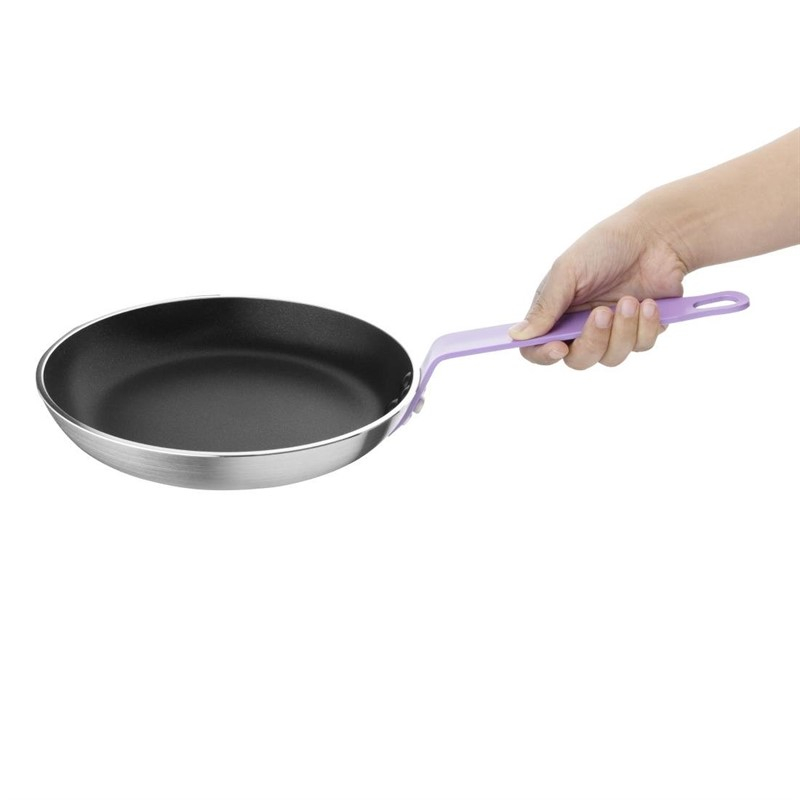 Po&ecirc;le aluminium antiadh&eacute;sive Teflon Platinum Plus Hygiplas avec manche violet 240mm