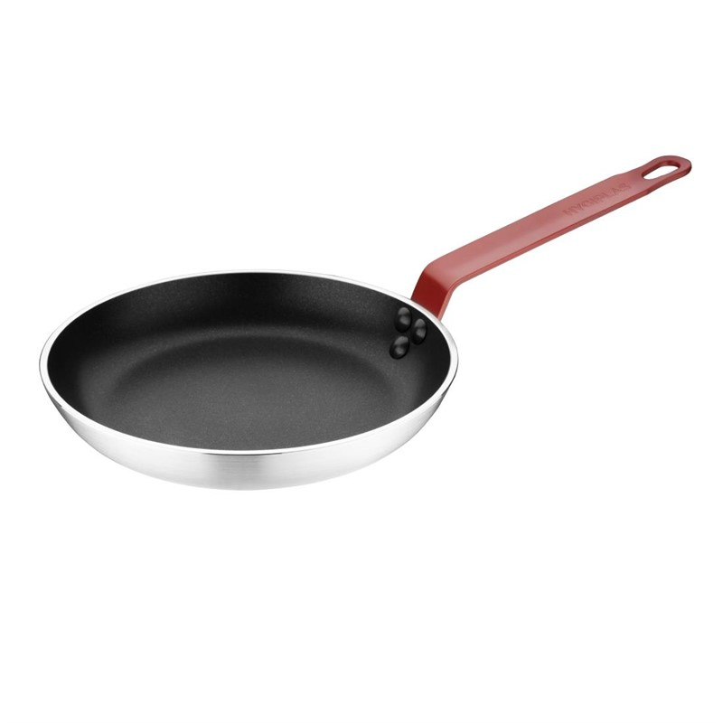Po&ecirc;le aluminium antiadh&eacute;sive Teflon Platinum Plus Hygiplas avec manche rouge 240mm