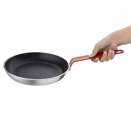 Po&ecirc;le aluminium antiadh&eacute;sive Teflon Platinum Plus Hygiplas avec manche rouge 240mm