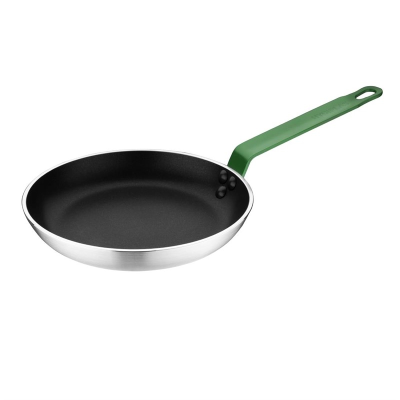 Po&ecirc;le aluminium antiadh&eacute;sive Teflon Platinum Plus Hygiplas avec manche vert 200mm