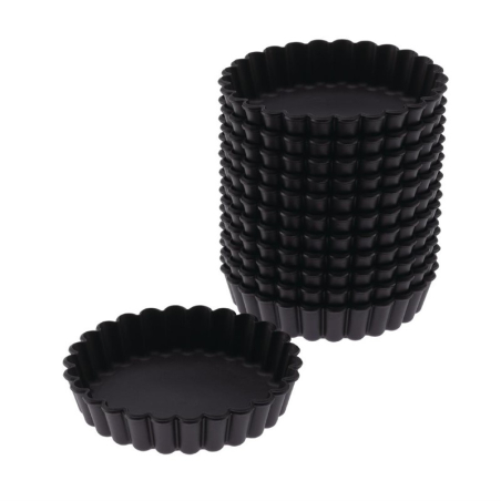 Moules &agrave; tartelette ronds cannel&eacute;s Exoglass Matfer Bourgeat 100mm (lot de 12)