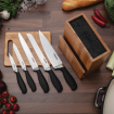 Ensemble de 5 couteaux Soft-Grip Vogue Prep Like A Pro avec bloc couteaux et planche &agrave; d&eacute;couper