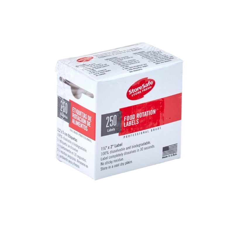 Petites &eacute;tiquettes de rotation des aliments biod&eacute;gradables Cambro Storesafe 24 rouleaux de 250