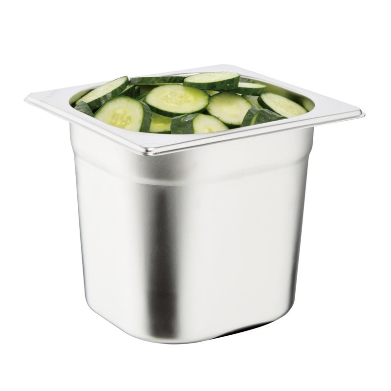 Ensemble inox 6 GN 1/6 avec couvercles Vogue (2 entretoises 325 x 25mm)