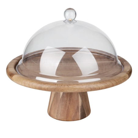 Pr&eacute;sentoir &agrave; g&acirc;teau en acacia Olympia 305(&Oslash;) x 127(H)mm