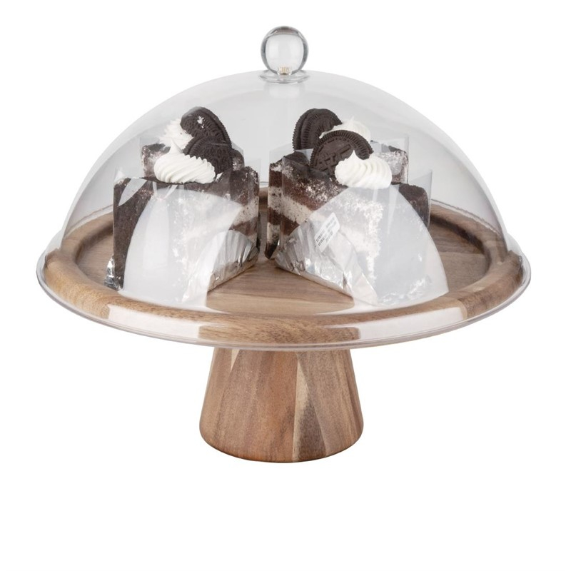Pr&eacute;sentoir &agrave; g&acirc;teau en acacia Olympia 305(&Oslash;) x 127(H)mm