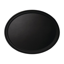 Plateau ovale fibre de verre antid&eacute;rapant Camtread Cambro noir 600 x 730mm