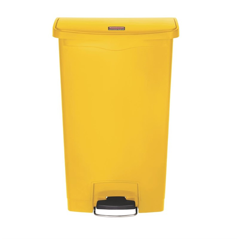 Poubelle &agrave; p&eacute;dale frontale large Slim Jim Step-On Rubbermaid jaune 68L