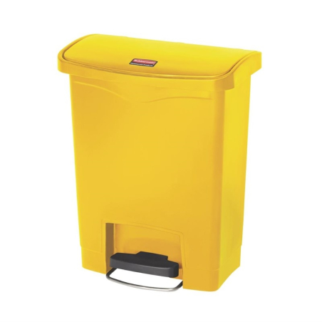 Poubelle &agrave; p&eacute;dale frontale large Slim Jim Step-On Rubbermaid jaune 30L