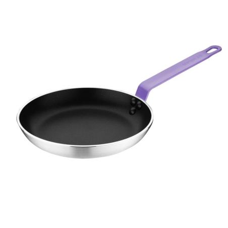 Po&ecirc;le aluminium antiadh&eacute;sive Teflon Platinum Plus Hygiplas avec manche violet 200mm