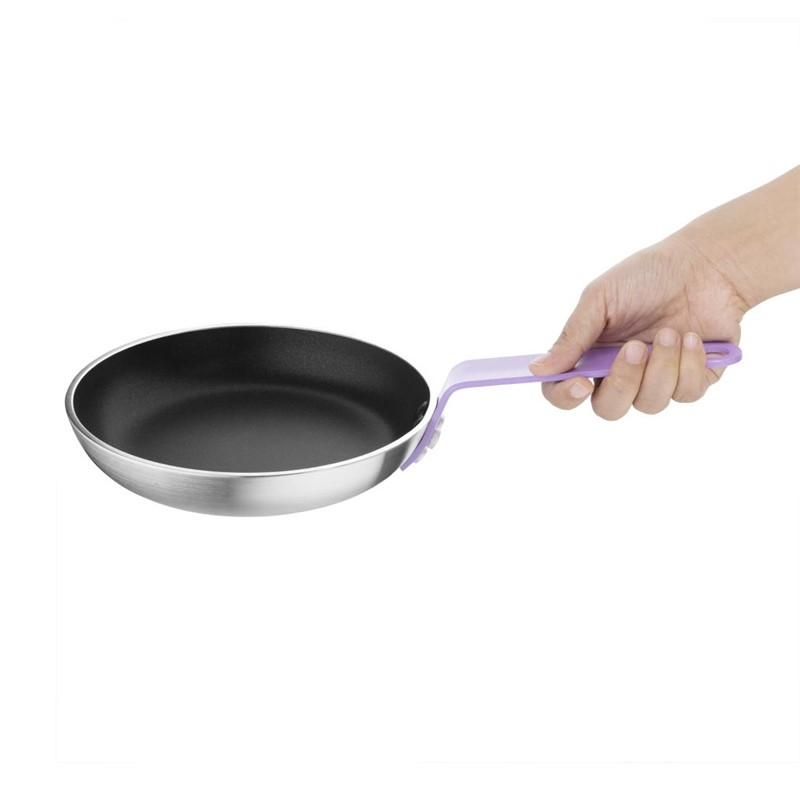 Po&ecirc;le aluminium antiadh&eacute;sive Teflon Platinum Plus Hygiplas avec manche violet 200mm