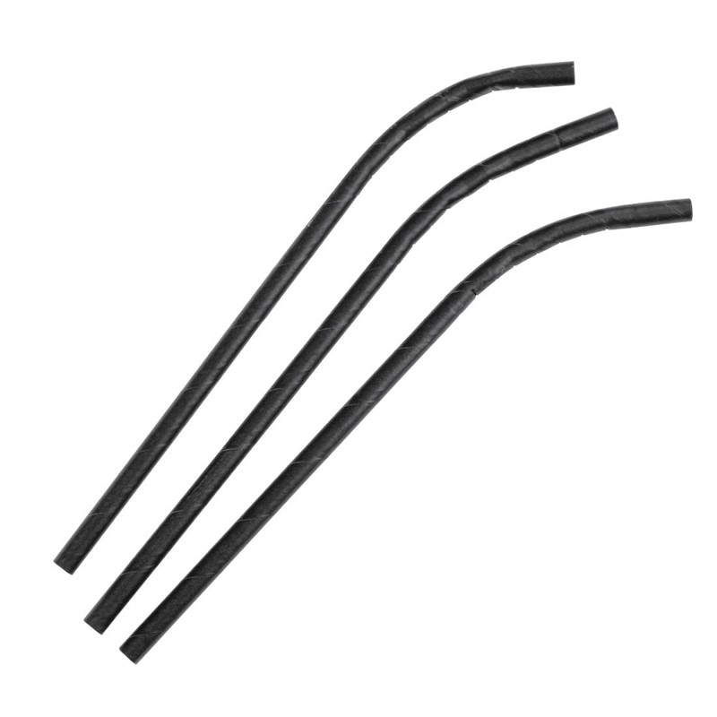 Pailles flexibles compostables en papier emball&eacute;es individuellement Fiesta Compostable noires (lot de 250)