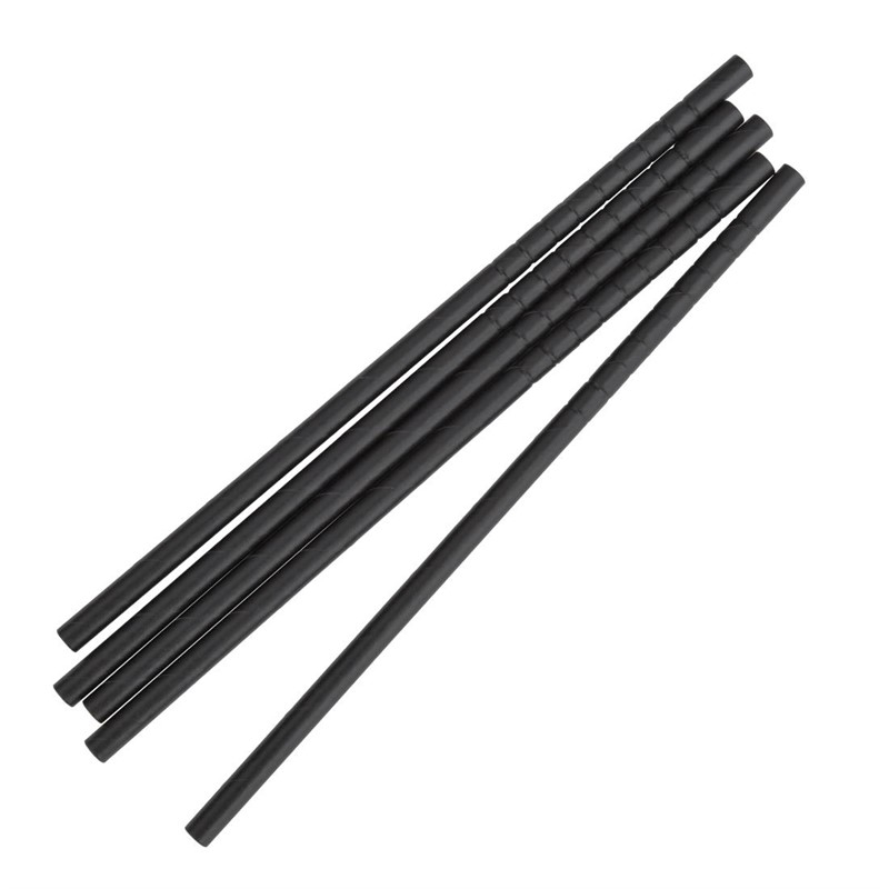Pailles flexibles compostables en papier emball&eacute;es individuellement Fiesta Compostable noires (lot de 250)