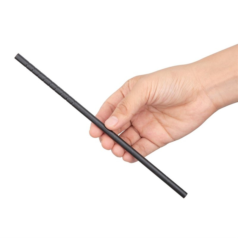 Pailles flexibles compostables en papier emball&eacute;es individuellement Fiesta Compostable noires (lot de 250)