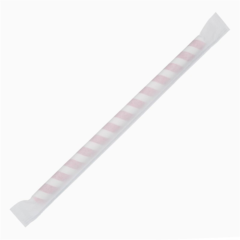 Pailles &agrave; smoothie compostables en papier emball&eacute;es individuellement Fiesta Compostable &agrave; rayures rouges (lot de 250)