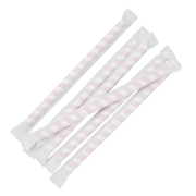 Pailles &agrave; smoothie compostables en papier emball&eacute;es individuellement Fiesta Compostable &agrave; rayures rouges (lot de 250)