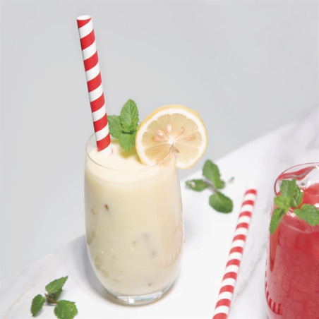 Pailles &agrave; smoothie compostables en papier emball&eacute;es individuellement Fiesta Compostable &agrave; rayures rouges (lot de 250)