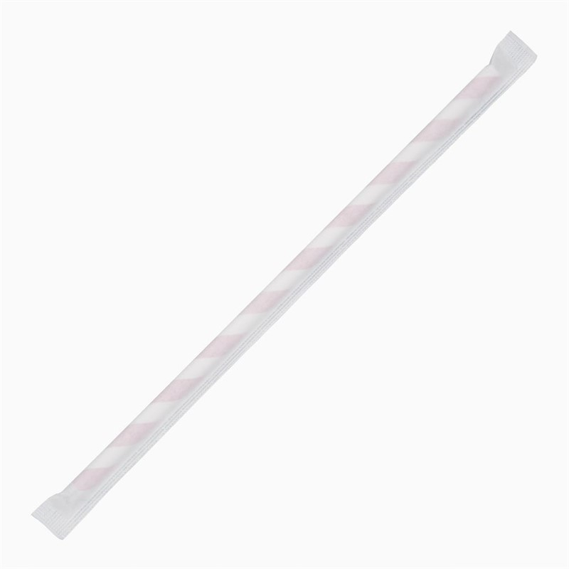 Pailles compostables en papier emball&eacute;es individuellement Fiesta Compostable &agrave; rayures rouges (lot de 250)
