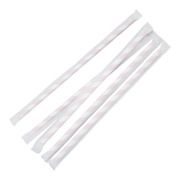 Pailles compostables en papier emball&eacute;es individuellement Fiesta Compostable &agrave; rayures rouges (lot de 250)