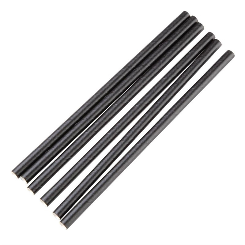 Pailles agitateurs compostables en papier emball&eacute;es individuellement Fiesta Compostable noires (lot de 250)
