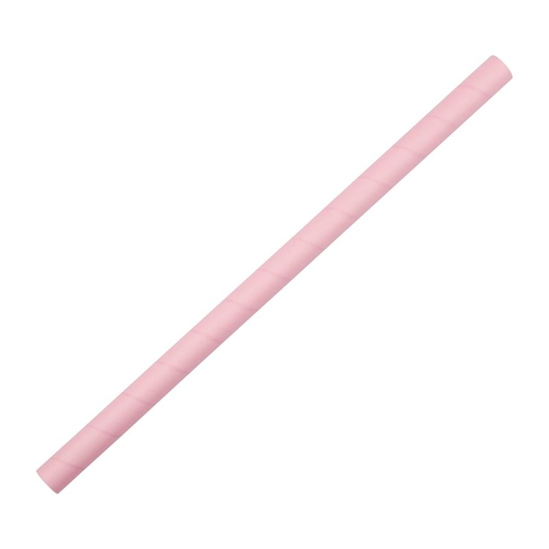 Pailles &agrave; smoothie compostables en papier Fiesta Compostable roses 210mm (lot de 250)