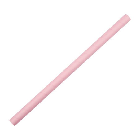 Pailles &agrave; smoothie compostables en papier Fiesta Compostable roses 210mm (lot de 250)