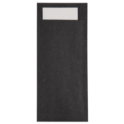 Pochettes &agrave; couverts bordeaux avec serviette noires Europochette (lot de 500)