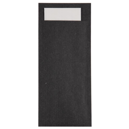 Pochettes &agrave; couverts bordeaux avec serviette noires Europochette (lot de 500)