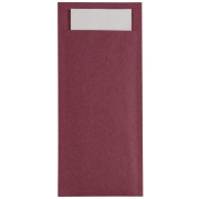 Pochettes &agrave; couverts bordeaux avec serviette blanche Europochette (lot de 500)