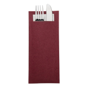 Pochettes &agrave; couverts bordeaux avec serviette blanche Europochette (lot de 500)