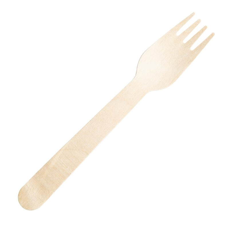 Fourchettes en bois emball&eacute;es individuellement Fiesta Compostable (lot de 500)