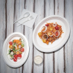 Assiettes ovales compostables en bagasse Fiesta Compostable 198mm (lot de 50)